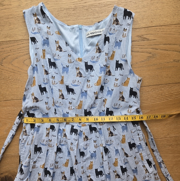 SM Wardrobe Della Cat Print Sleeveless Tie Back Dress Size XL - Picture 9 of 12